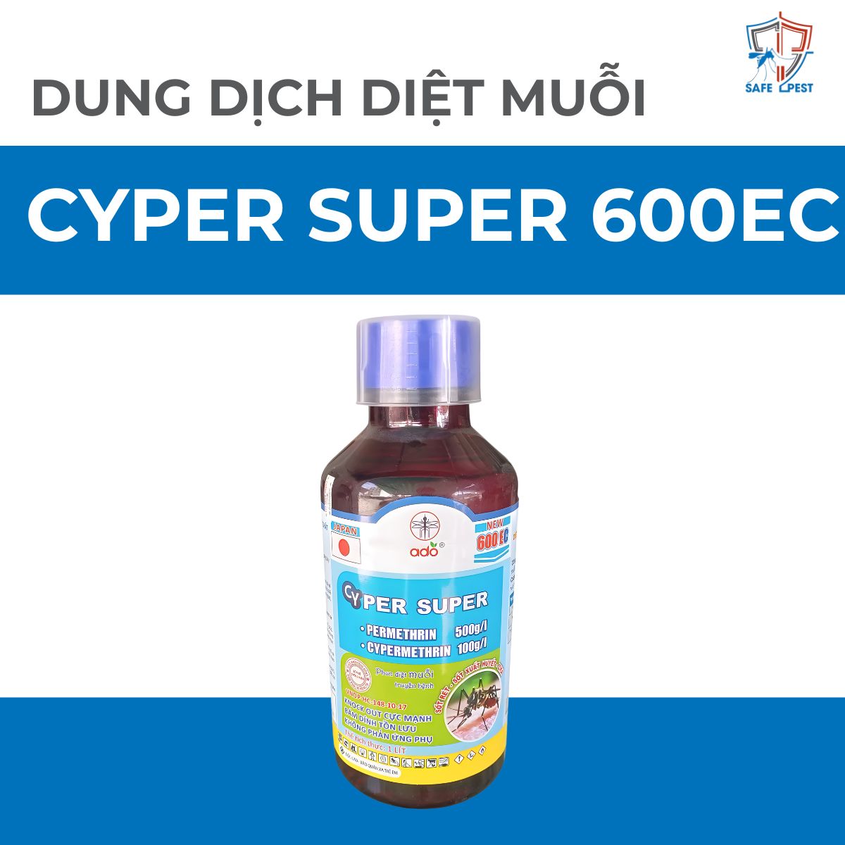 Cyper Super 600EC chai nhựa 1L Dung dịch diệt muỗi Cyper Super 600EC chai nhựa 1L - Ảnh 1